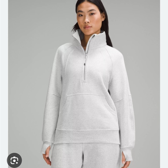 Lululemon Scuba Oversized Funnel-Neck Half Zip Long XS/S Heathered Light Grey - Picture 1 of 5